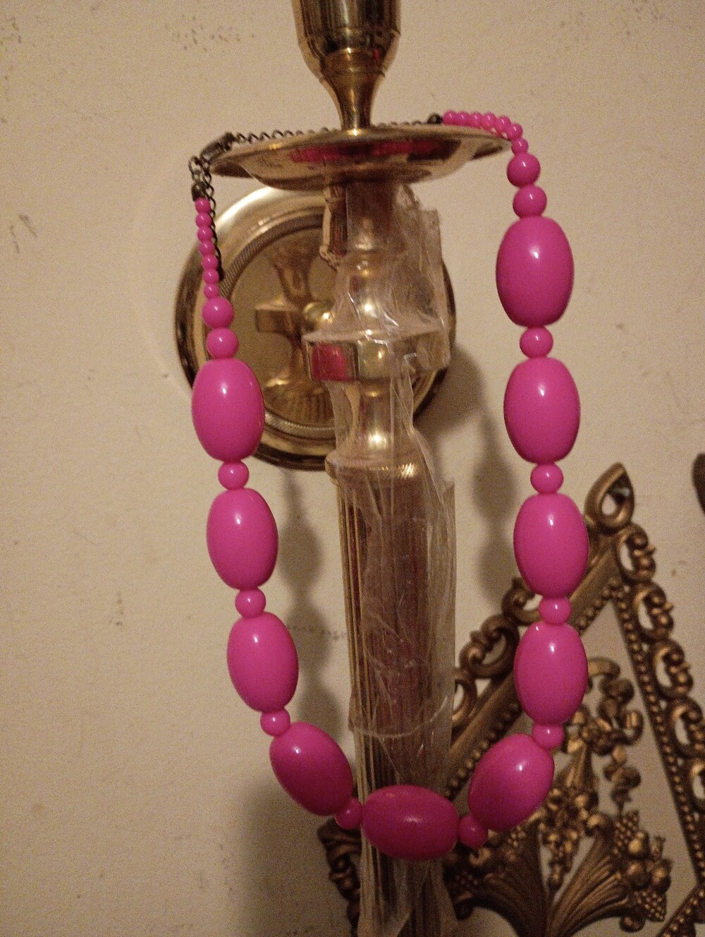 Pink Chunky Plastic Beaded Vintage Necklace